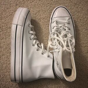 Leather platform white converse